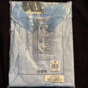 Nike Men's Light Blue Striped Polo Shirt
